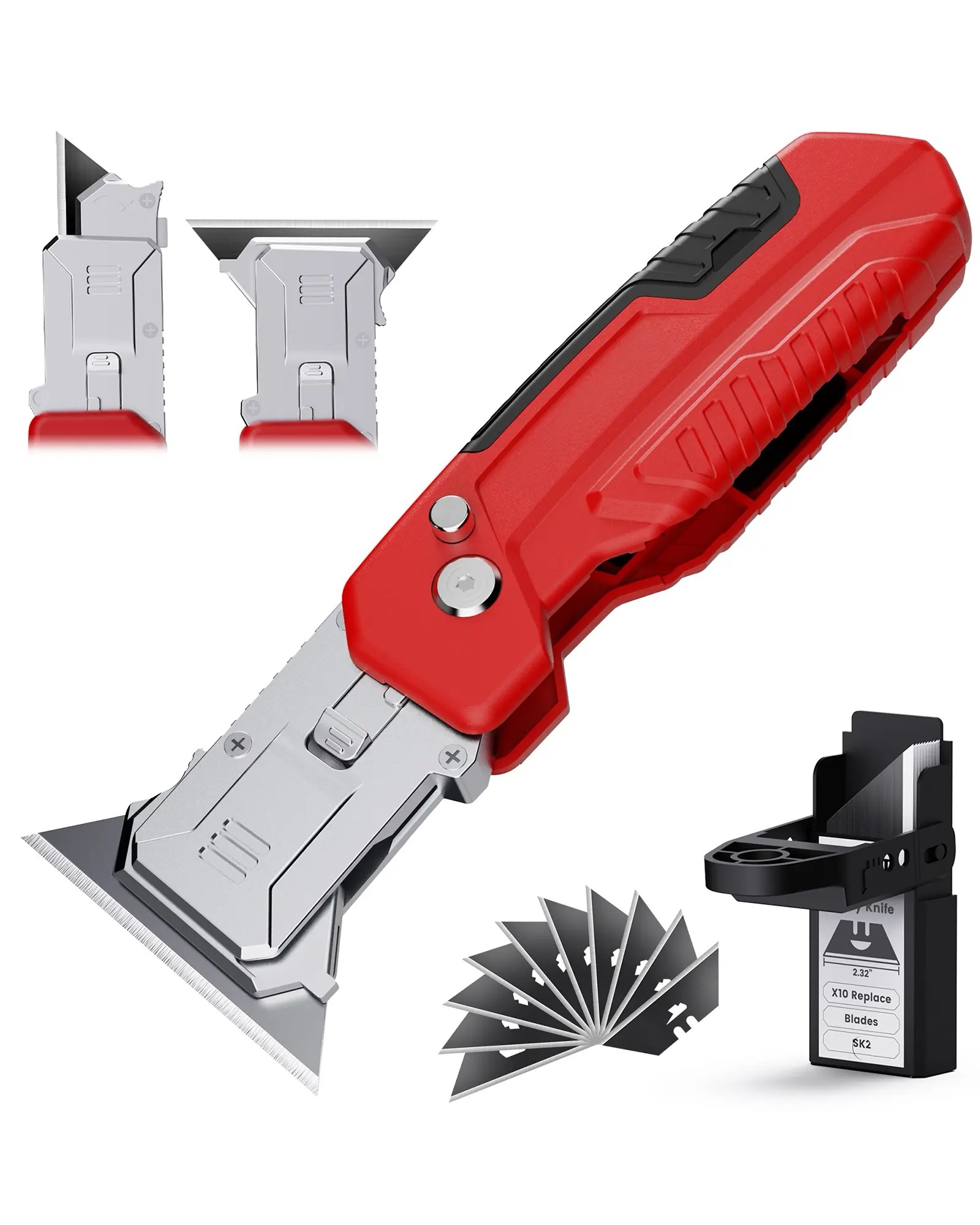 2-in-1 Utility Knife Scraper, Folding Utility Scraper Tool, Heavy-Duty